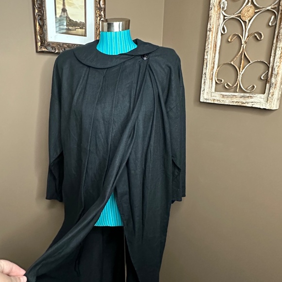 1980's L.A. Passion Lightweight Black Coat, Retro Mid-Century Style, 100% Cotton - Picture 6 of 13